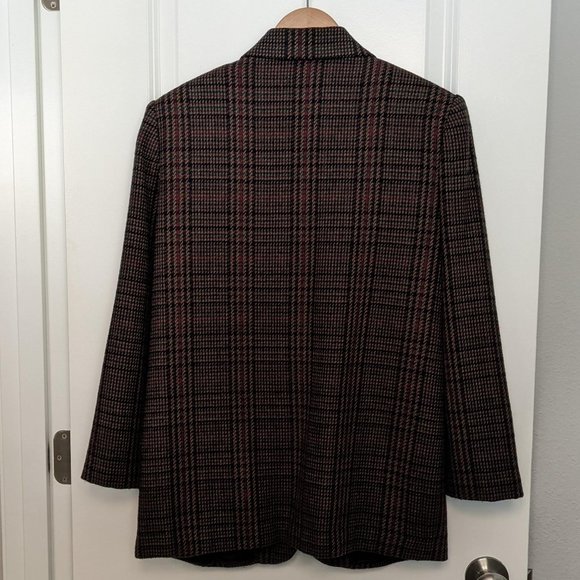 Sag Harbor Petite Wool Oversized Blazer Brown Plaid Vintage 10 Small 10P 6 - Picture 3 of 14